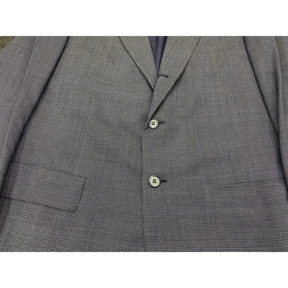 Walter Morton 2-Piece Suit Mens 48 Blue Grey Micro-Houndstooth Blazer Trousers